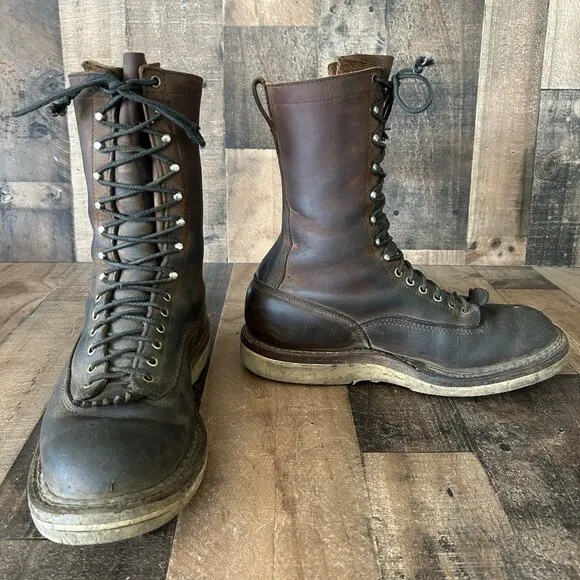 Whites Handmade Logger Packer Plain Toe Work Boots Mens 10 EE