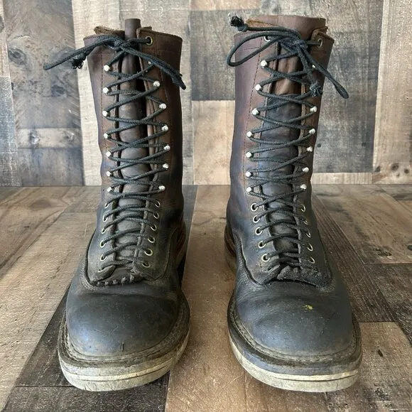 Whites Handmade Logger Packer Plain Toe Work Boots Mens 10 EE