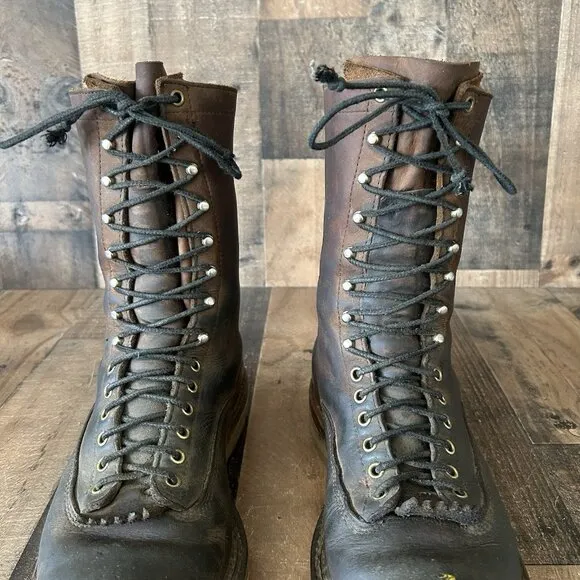 Whites Handmade Logger Packer Plain Toe Work Boots Mens 10 EE