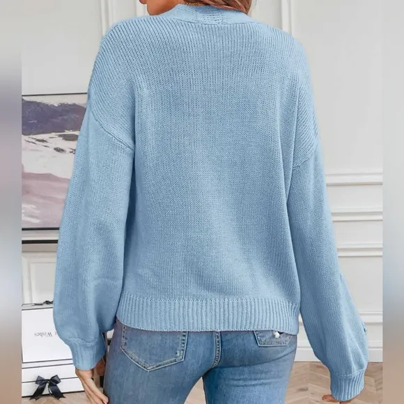 Wildflower Whisper Open Front Cardigan - Blue