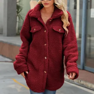 Wine Button Down Coat