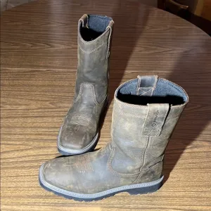 Wolverine 10 Floorhand Soft Square Toe Wellington Pull On Brown Leather Boots