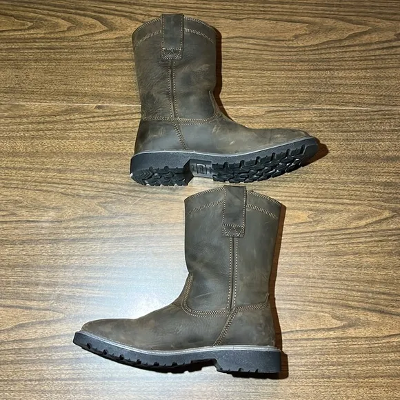 Wolverine 10 Floorhand Soft Square Toe Wellington Pull On Brown Leather Boots