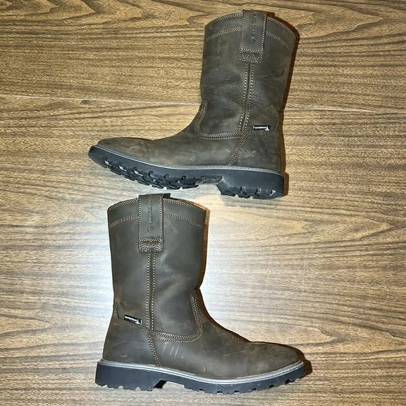 Wolverine 10 Floorhand Soft Square Toe Wellington Pull On Brown Leather Boots
