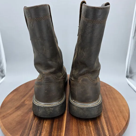 Wolverine Boots Men's 9.5 M Brown Leather Floorhand 10&quot; Pull On Soft Toe Work