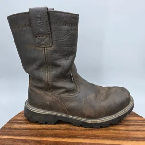 Wolverine Boots Men's 9.5 M Brown Leather Floorhand 10&quot; Pull On Soft Toe Work