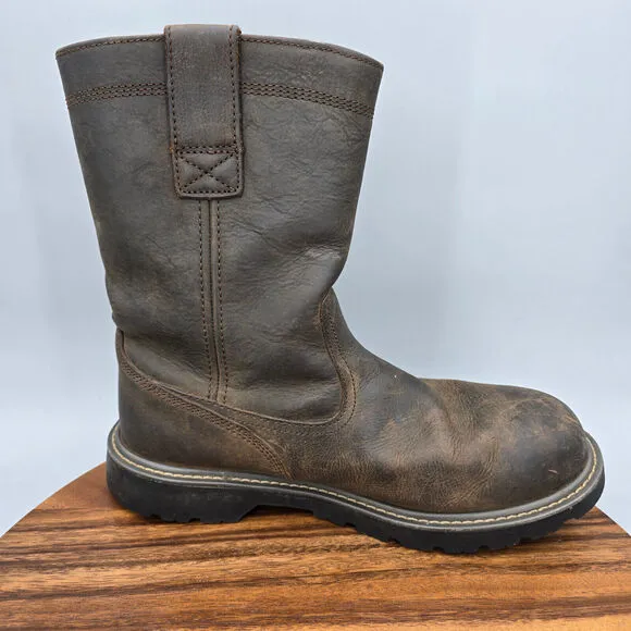 Wolverine Boots Men's 9.5 M Brown Leather Floorhand 10&quot; Pull On Soft Toe Work