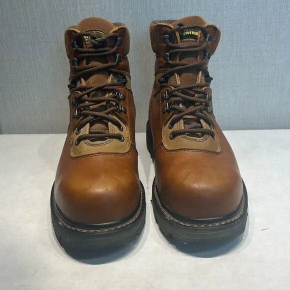Wolverine Leather Steel Toe Work Boots W04013 Mens Sz 9.5 Brown Lace Up