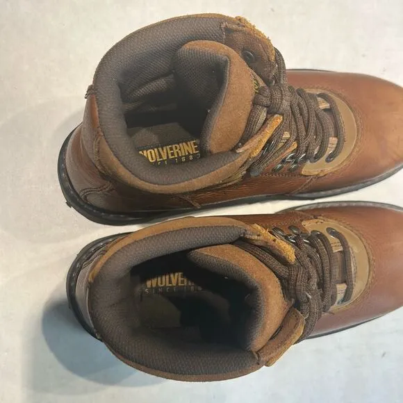 Wolverine Leather Steel Toe Work Boots W04013 Mens Sz 9.5 Brown Lace Up