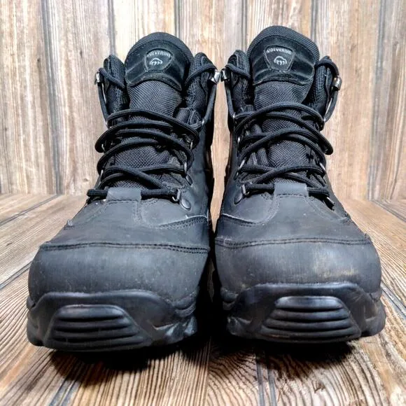 Wolverine Spencer Hiking Work Boots Black Leather Waterproof Men Sz 10 Outdoor