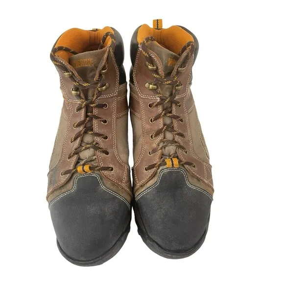 Wolverine W10242 Men's Brown Black Chisel Mid-Cut Steel Toe Work Boots Size 14M