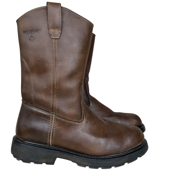 Wolverine Work Boots Mens Size 12EW Brown Leather Western Soft Round Toe