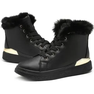 Women Ankle Boots With Side Zipper Fur Lined Winter Shoes