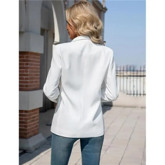 Women's Blazers Business Casual Padded Shoulder Blazer - Long Sleeve Slim Fit
