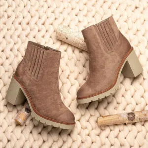 Women's Brown Suede Ankle Booties Chunky Heel Casual size 9