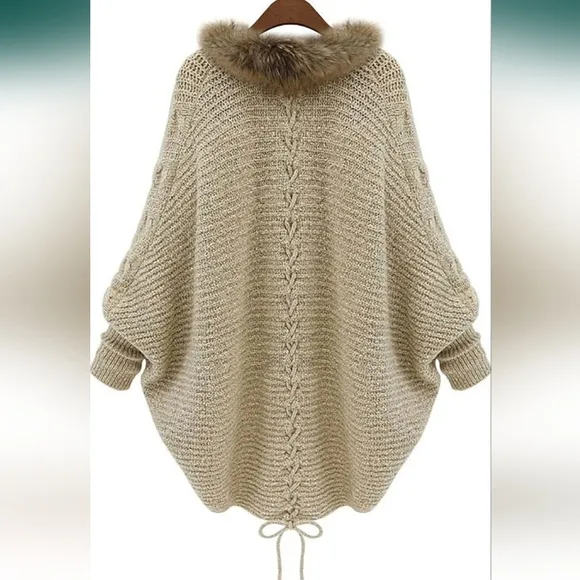 Women's Casual Loose Knitting Tops Cardigan Bat Sleeve Coat Warm Sweater
