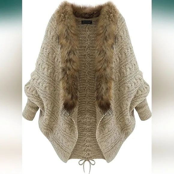 Women's Casual Loose Knitting Tops Cardigan Bat Sleeve Coat Warm Sweater