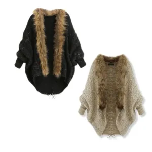 Women's Casual Loose Knitting Tops Cardigan Bat Sleeve Coat Warm Sweater