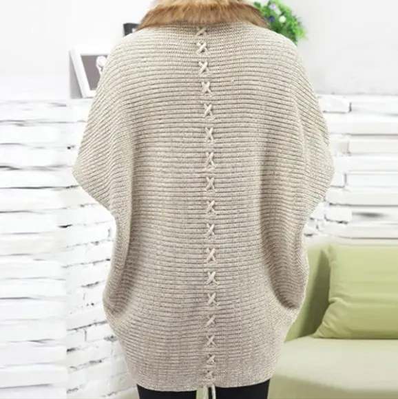 Women's Casual Loose Knitting Tops Cardigan Bat Sleeve Coat Warm Sweater