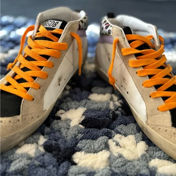 Women’s Golden Goose Sneakers - Orange and Green worn once