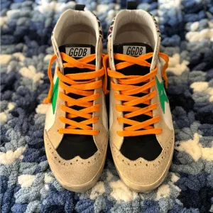 Women’s Golden Goose Sneakers - Orange and Green worn once