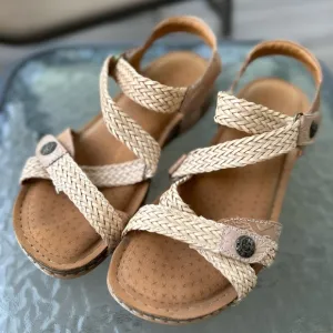 WOMEN'S L'ARTISTE | ATIRA CORKED SANDALS WITH BACK STRAP | TAN Sz 40 Or 8