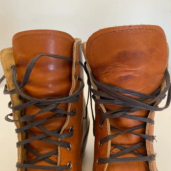 Women’s Red Wing Tan Lace Up Herled Boots with Stitched Welt - Size 9