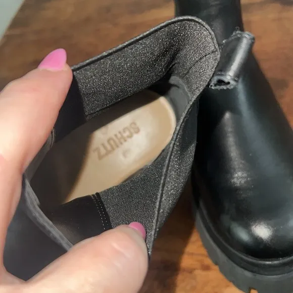 Women’s Schutz NIB Billie black Leather pull on ankle height boots , sz 6.5