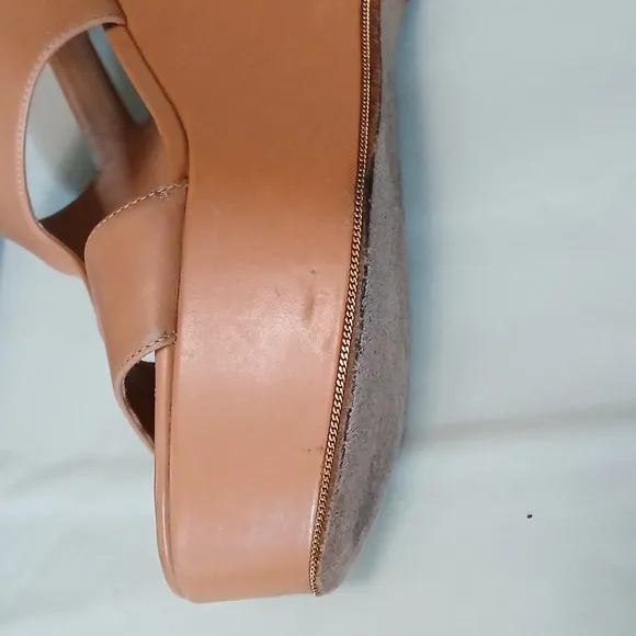 Women's Tan Salvatore Ferragamo Sandals With Chain Detail