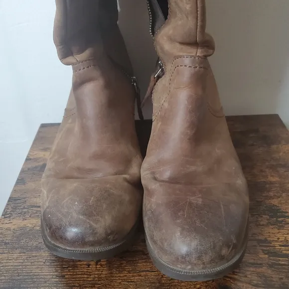 Womens Teva Tall Leather Riding Work Boots Size 11 Heeled Brown