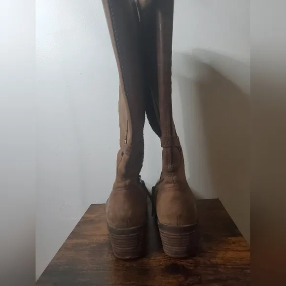 Womens Teva Tall Leather Riding Work Boots Size 11 Heeled Brown
