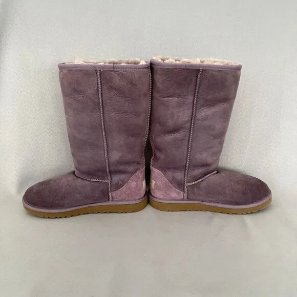 Womens UGG Boots Classic Tall Purple Sheepskin Suede Wool Boho Malibu Sz 6 Fits7
