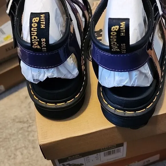 Women's Dr Martens Patent Blaire black currant Purple Sandals size 10 NWOT