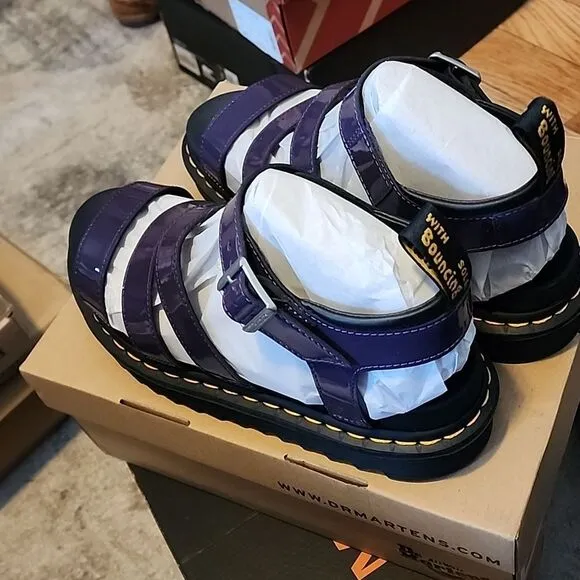 Women's Dr Martens Patent Blaire black currant Purple Sandals size 10 NWOT