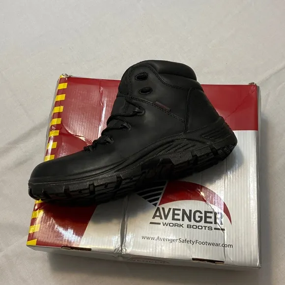 Work Boots- Mens Black Leather Waterproof Work-boots - NEW In Box! Size 11.5 W
