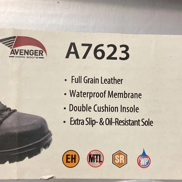 Work Boots- Mens Black Leather Waterproof Work-boots - NEW In Box! Size 11.5 W