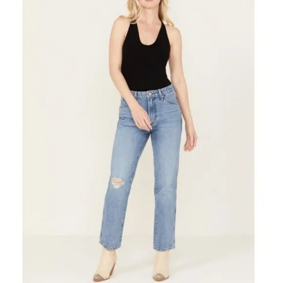 Wrangler 28 (5/6) Wild West High Rise Straight Women’s Jeans Distressed 11233456