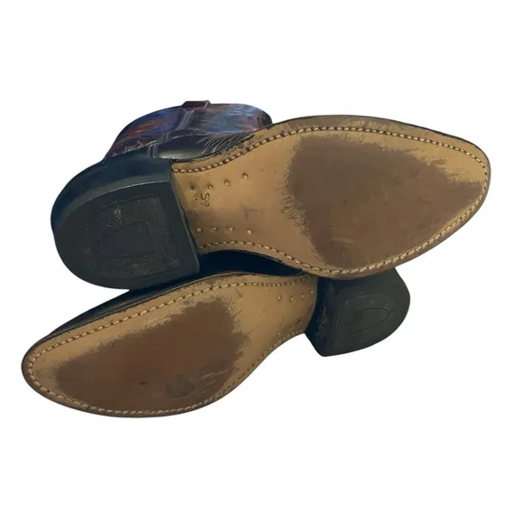 Wrangler Brown Leather Cowboy Boots with Firebird Etching 5.5