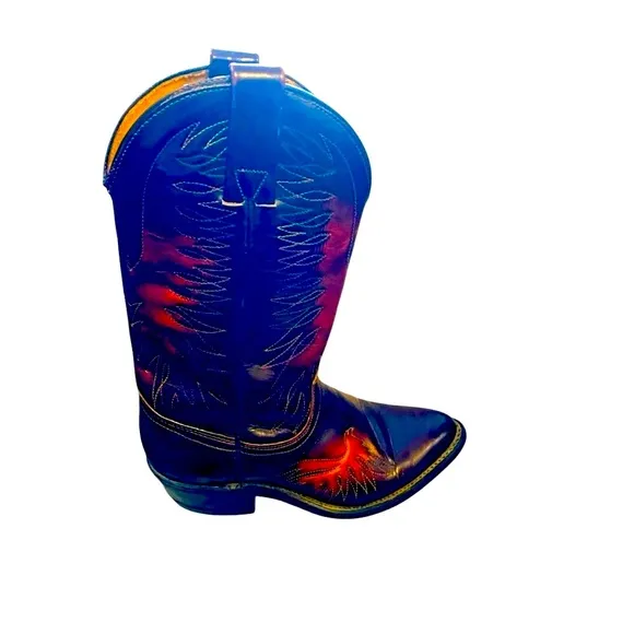 Wrangler Brown Leather Cowboy Boots with Firebird Etching 5.5