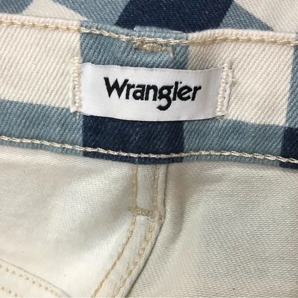 Wrangler Wrock 672 High-Rise Kick Flare Jeans Plaid Check Size 28