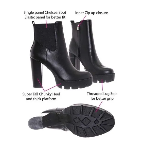 X2B Block Heel Zip Chelsea Boot