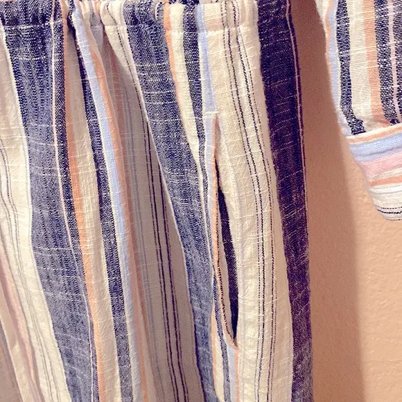 Xirena | Emersyn 100% Cotton Drawstring Waist Resort Beach Stripe Dress Large