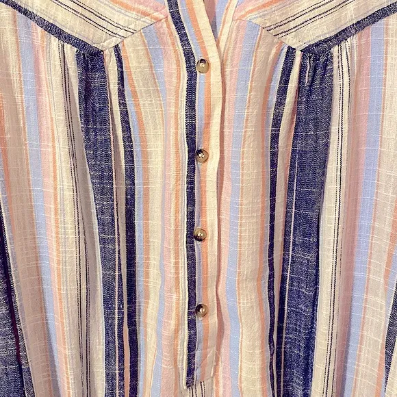 Xirena | Emersyn 100% Cotton Drawstring Waist Resort Beach Stripe Dress Large