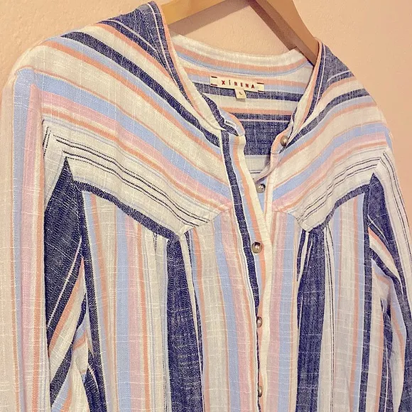 Xirena | Emersyn 100% Cotton Drawstring Waist Resort Beach Stripe Dress Large