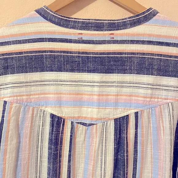 Xirena | Emersyn 100% Cotton Drawstring Waist Resort Beach Stripe Dress Large