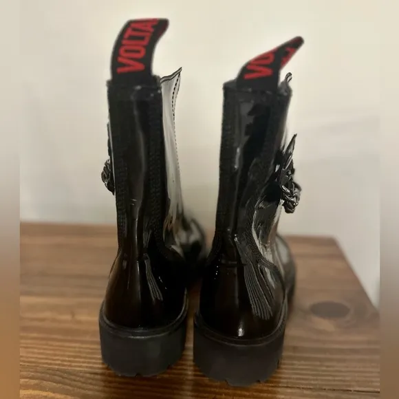 Zadig &amp; Voltaire Joe Cecilia Leather Combat Boots (Black Chain) Size US 9/EU 39