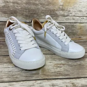 Zadig &amp; Voltaire size 6 Back Wild Sneakers in Blanc studded gold reptile detail