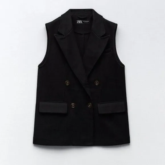 Zara Black Jacket Vest Size S