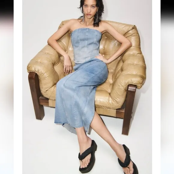 Zara denim midi skirt blue Size XS S M XL