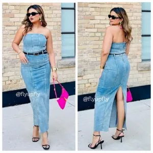 Zara denim midi skirt blue Size XS S M XL